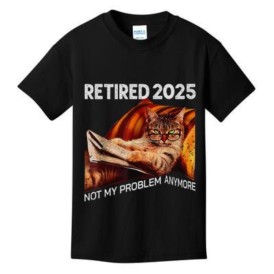 Retirement 2025 Retired 2025 Not My Problem Anymore Cute Cat Kids T-Shirt