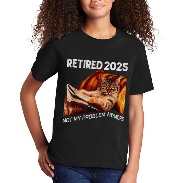 Retirement 2025 Retired 2025 Not My Problem Anymore Cute Cat Kids T-Shirt