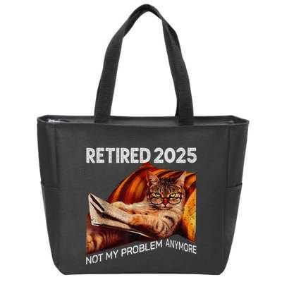 Retirement 2025 Retired 2025 Not My Problem Anymore Cute Cat Zip Tote Bag