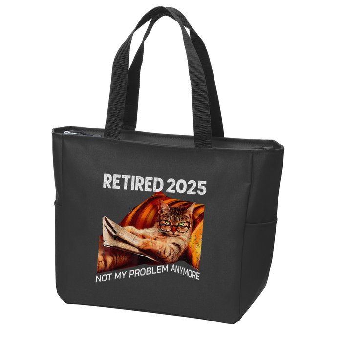 Retirement 2025 Retired 2025 Not My Problem Anymore Cute Cat Zip Tote Bag