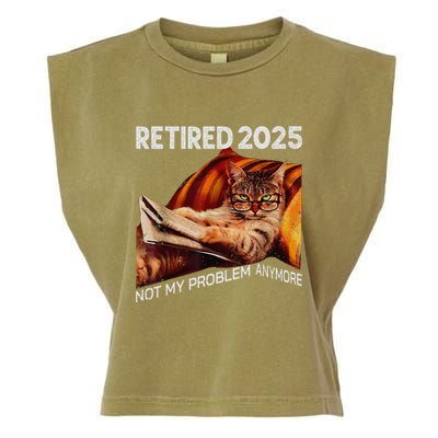 Retirement 2025 Retired 2025 Not My Problem Anymore Cute Cat Garment-Dyed Women's Muscle Tee