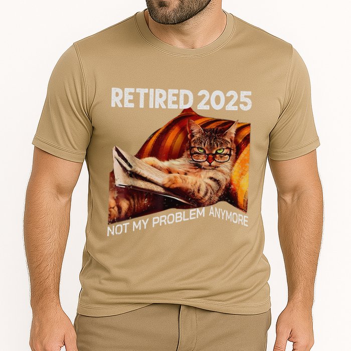 Retirement 2025 Retired 2025 Not My Problem Anymore Cute Cat Performance Shirt