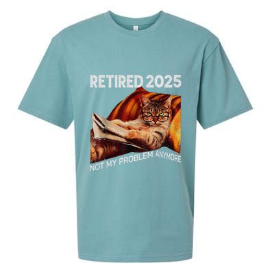 Retirement 2025 Retired 2025 Not My Problem Anymore Cute Cat Sueded Cloud Jersey T-Shirt