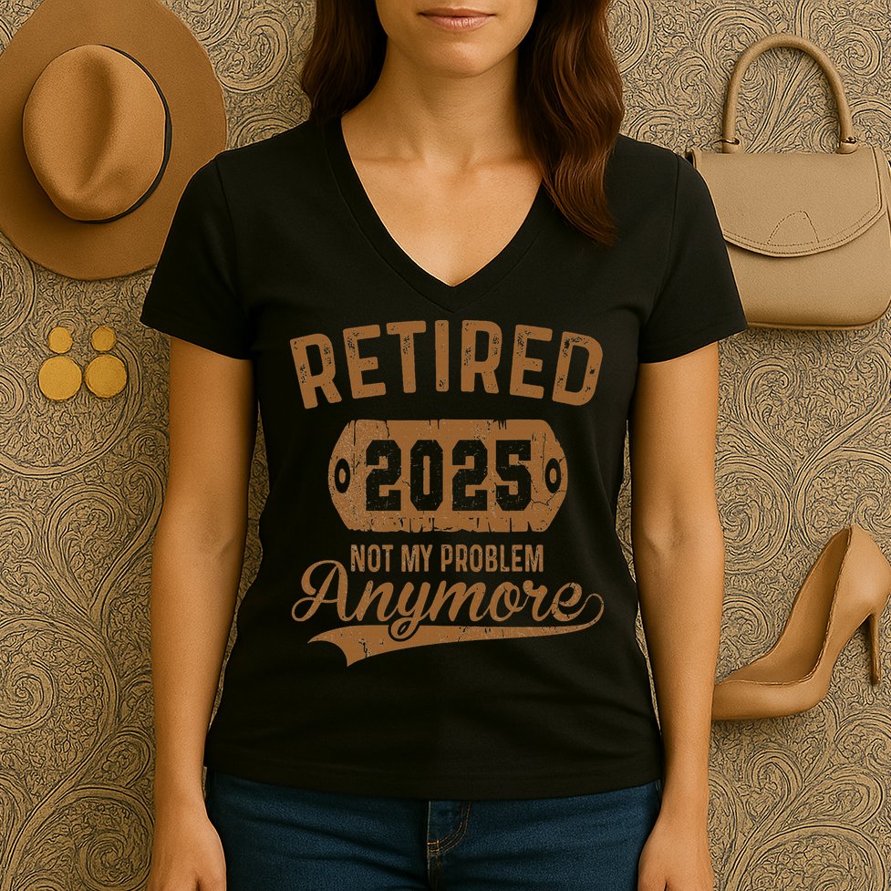 Retired 2025 Retirement Not My Problem Anymore Retirement Women's V-Neck T-Shirt