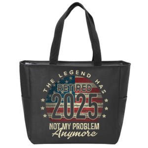 Retirement 2025 Retired Not My Problem Anymore American Flag Zip Tote Bag