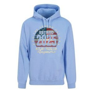 Retirement 2025 Retired Not My Problem Anymore American Flag Unisex Surf Hoodie