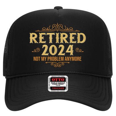 Retired 2024 Retirement Funny High Crown Mesh Back Trucker Hat