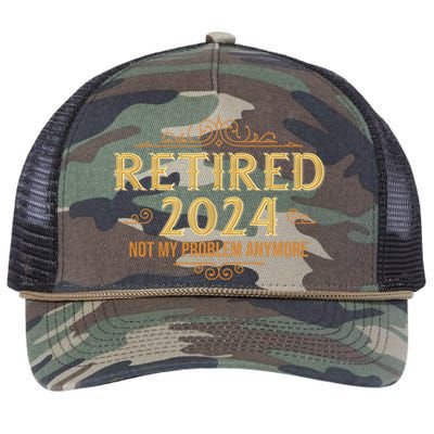 Retired 2024 Retirement Funny Retro Rope Trucker Hat Cap