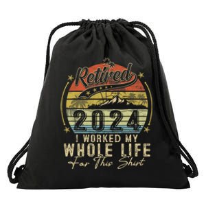 Retired 2024 Retirement Women Humor Drawstring Bag