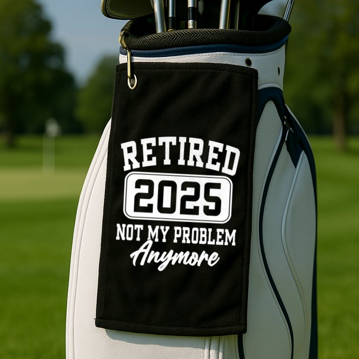 Retired 2025 Retirement Not My Problem Anymore Humor Golf Towel