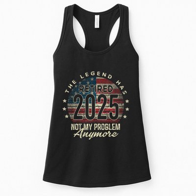 Retirement 2025 Retired Not My Problem Anymore American Flag Womens Tank Top