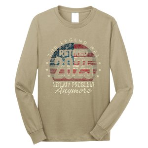 Retirement 2025 Retired Not My Problem Anymore American Flag Long Sleeve Shirt