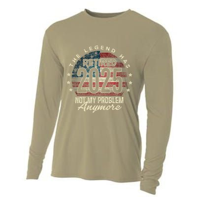 Retirement 2025 Retired Not My Problem Anymore American Flag Cooling Performance Long Sleeve Crew
