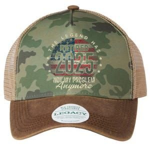 Retirement 2025 Retired Not My Problem Anymore American Flag Legacy Tie Dye Trucker Hat