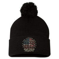 Retirement 2025 Retired Not My Problem Anymore American Flag Pom Pom 12in Knit Beanie