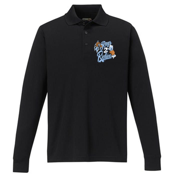 Rags 2 Riches Blue Matching Women Performance Long Sleeve Polo