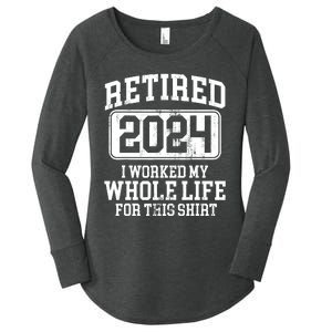 Retired 2024 Retirement Humor Women's Perfect Tri Tunic Long Sleeve Shirt