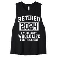 Retired 2024 Retirement Humor Women's Racerback Cropped Tank