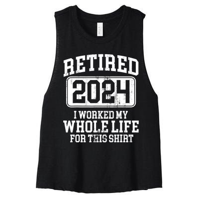 Retired 2024 Retirement Humor Women's Racerback Cropped Tank