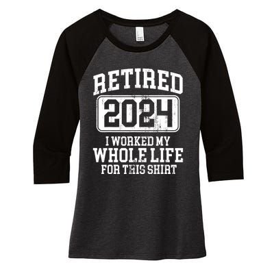 Retired 2024 Retirement Humor Women's Tri-Blend 3/4-Sleeve Raglan Shirt