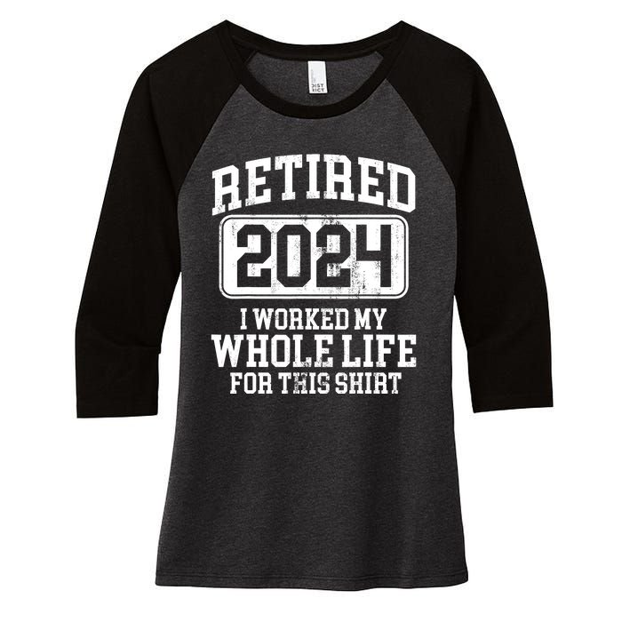 Retired 2024 Retirement Humor Women's Tri-Blend 3/4-Sleeve Raglan Shirt