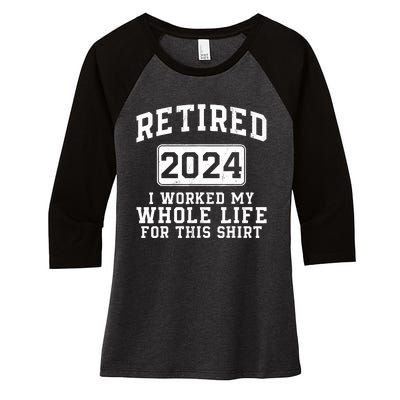 Retired 2024 Retirement Humor Women's Tri-Blend 3/4-Sleeve Raglan Shirt