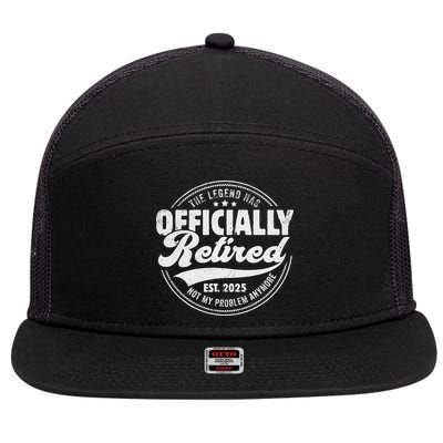 Retirement 2025 Retired 2025 Not My Problem Anymore Vintage 7 Panel Mesh Trucker Snapback Hat