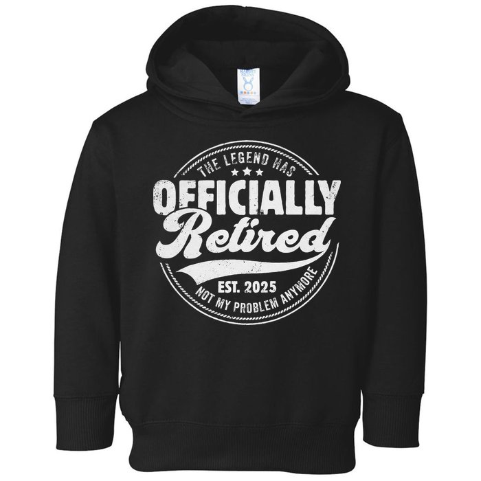 Retirement 2025 Retired 2025 Not My Problem Anymore Vintage Toddler Hoodie
