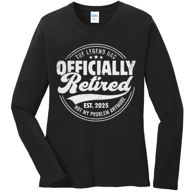 Retirement 2025 Retired 2025 Not My Problem Anymore Vintage Ladies Long Sleeve Shirt