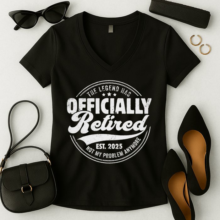 Retirement 2025 Retired 2025 Not My Problem Anymore Vintage Women's V-Neck T-Shirt