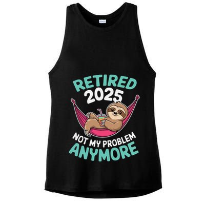 Retired 2025 Sloth Not My Problem Anymore Ladies PosiCharge Tri-Blend Wicking Tank
