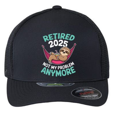 Retired 2025 Sloth Not My Problem Anymore Flexfit Unipanel Trucker Cap