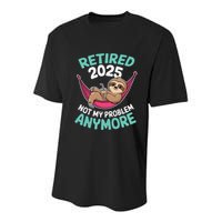 Retired 2025 Sloth Not My Problem Anymore Youth Performance Sprint T-Shirt