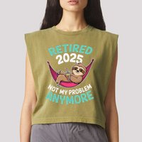 Retired 2025 Sloth Not My Problem Anymore Garment-Dyed Women's Muscle Tee