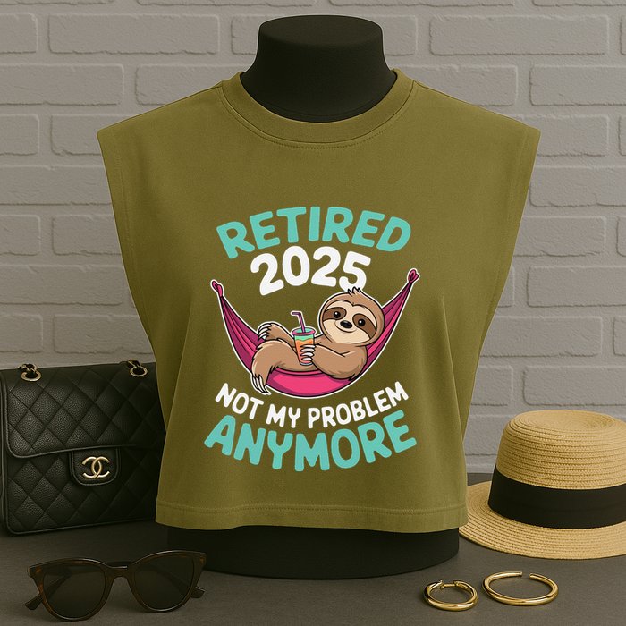 Retired 2025 Sloth Not My Problem Anymore Garment-Dyed Women's Muscle Tee