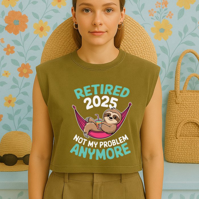 Retired 2025 Sloth Not My Problem Anymore Garment-Dyed Women's Muscle Tee
