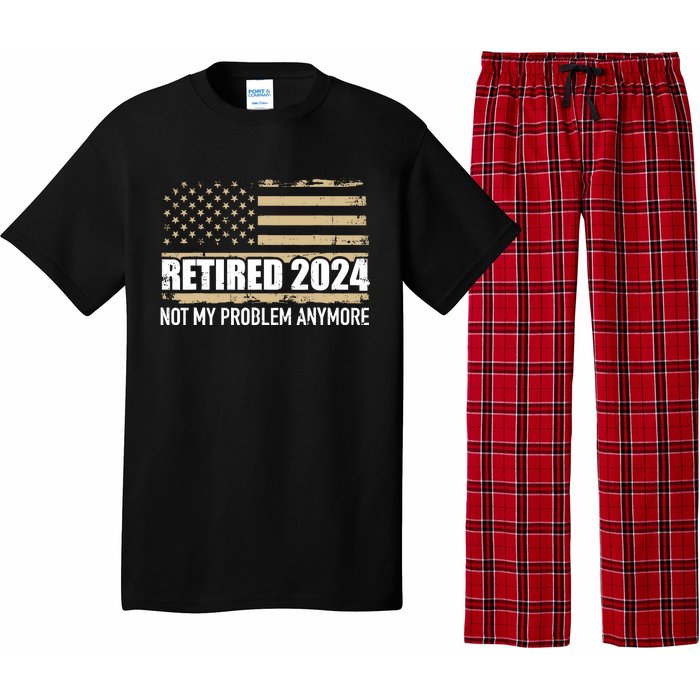 Retired 2024 Us American Flag Problem Anymore For Retirement Pajama Set