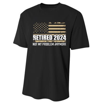 Retired 2024 Us American Flag Problem Anymore For Retirement Performance Sprint T-Shirt