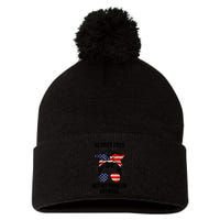 Retirement 2025 Women Retired 2025 Not My Problem Anymore Messy Bun Us Flag Pom Pom 12in Knit Beanie