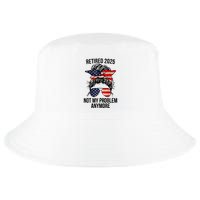 Retirement 2025 Women Retired 2025 Not My Problem Anymore Messy Bun Us Flag Cool Comfort Performance Bucket Hat
