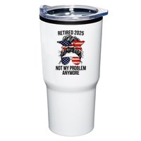 Retirement 2025 Women Retired 2025 Not My Problem Anymore Messy Bun Us Flag Tumbler