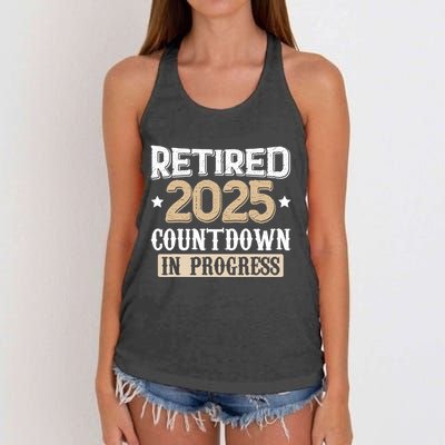 Retirement 2025 Women Retired 2025 Countdown In Progress Women's Knotted Racerback Tank
