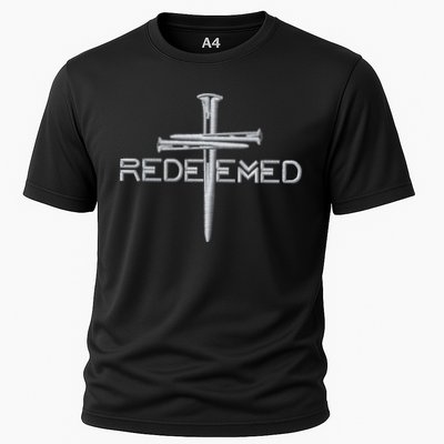 Redeemed 3 Nails Cross By Jesus Christ Christian Faith Embroidered Embroidered Performance Shirt