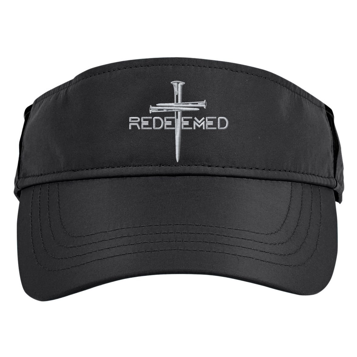 Redeemed 3 Nails Cross By Jesus Christ Christian Faith Embroidered Embroidered Adult Drive Performance Visor