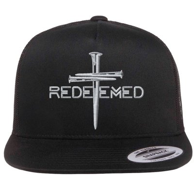 Redeemed 3 Nails Cross By Jesus Christ Christian Faith Embroidered Embroidered Flatbill Hat
