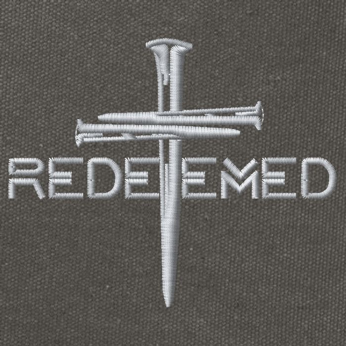 Redeemed 3 Nails Cross By Jesus Christ Christian Faith Embroidered Embroidered Cotton Canvas Backpack