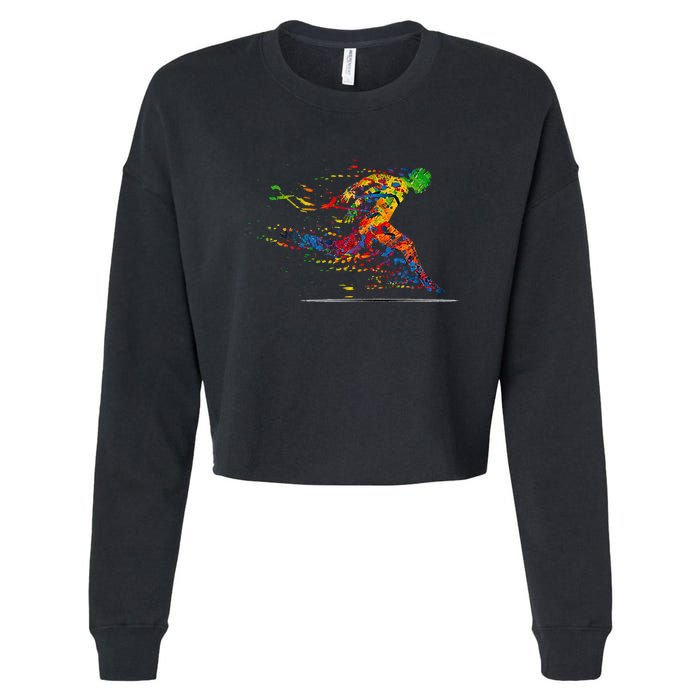 RUNNING 365 Paint Running Runner Gift Cropped Pullover Crew