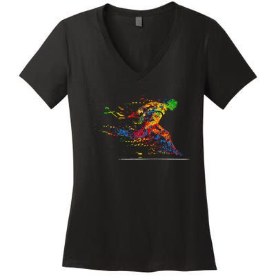 RUNNING 365 Paint Running Runner Gift Women's V-Neck T-Shirt