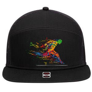 Running 365 Paint Running Runner Gift 7 Panel Mesh Trucker Snapback Hat