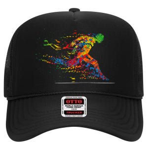 Running 365 Paint Running Runner Gift High Crown Mesh Back Trucker Hat